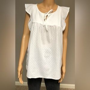 White Flutter Sleeve Shirt